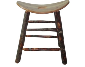Rustic Hickory Saddle Seat Bar Stool - 24 inch