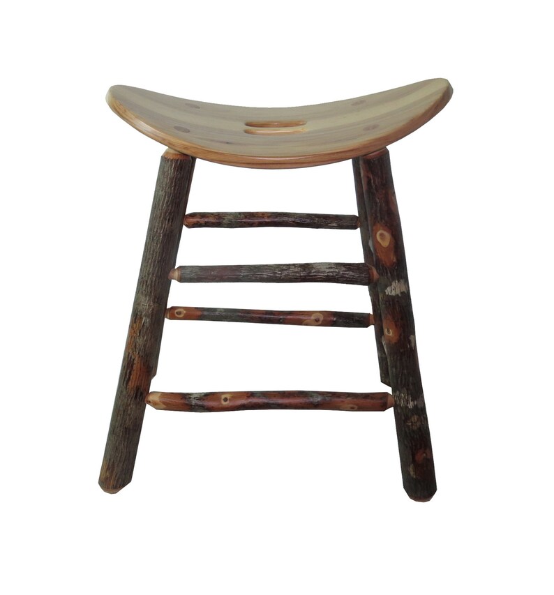 Rustic Hickory Saddle Seat Bar Stool 24 Or 30 Inch Image 0