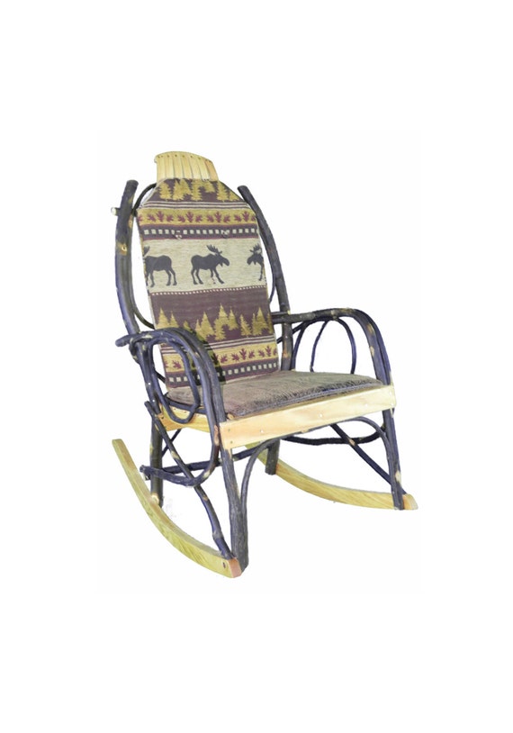 Cushion Set for Amish Hickory Rocking Chair Brown Moose Fabric Etsy