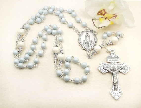 6 Decade Carmelite Rose wood type Rosary with Prayer Card and Choice of medal