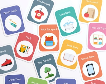 Kids Daily Routine Cards: Visual Schedule, Editable Text (Digital Download)