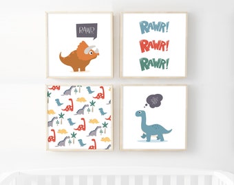 Dinosaur - Nursery/Room Wall Decor - Set of 4