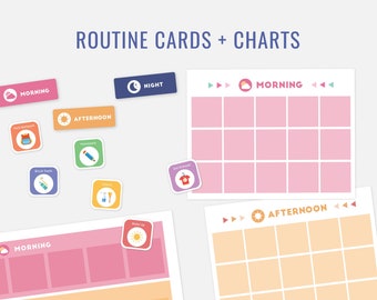 Editable Square Daily Routine + Activity Cards with Charts I Toddler Routine Chart I Visual Routine Schedule Autism | Toddler Schedule