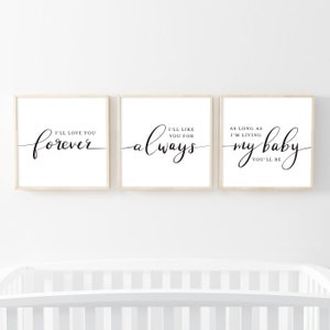 Love You Forever - Nursery/Room Wall Decor - Set of 3