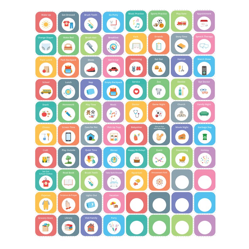 Editable Square Daily Routine Activity Cards With Charts I | Etsy