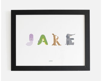 Personalized Name Print - Alphabet Animals