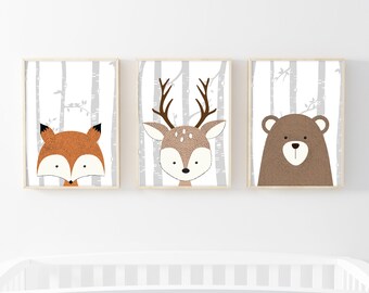 Woodland Animals - Nursery/Room Wall Decor - Set of 3