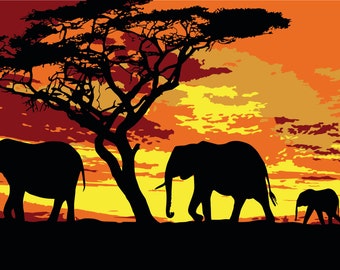 Elephants | Handmade | Vinyl on Sheet Metal "this is one of a kind original piece"