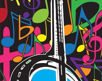 Banjo | Handmade | Vinyl on Sheet Metal "this is one of a kind original piece"