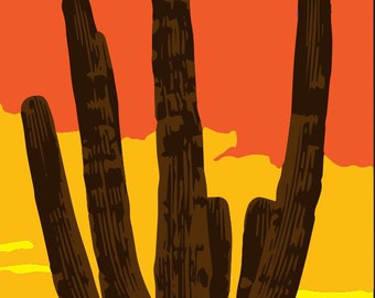 Sunset Cactus | Handmade | Vinyl on Sheet Metal "this is a one of a kind original piece