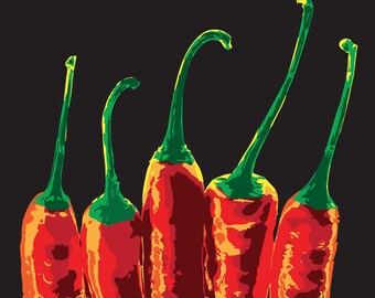 Hot Peppers | Handmade | Vinyl on Sheet Metal "this is one of a kind original piece"