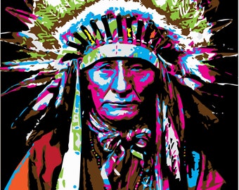Chief Rainbow | Handmade | Vinyl on Sheet Metal "this is one of a kind original piece"
