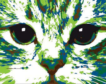 Emerald Kitty | Handmade | Vinyl on Sheet Metal "this is one of a kind original piece"