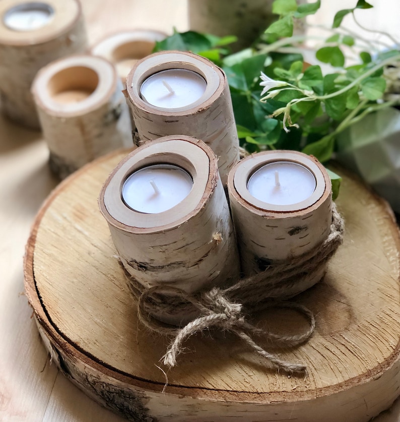 Set of 3 Canadian Birch Tree Candle Holders/ Gift Idea / Birch Etsy