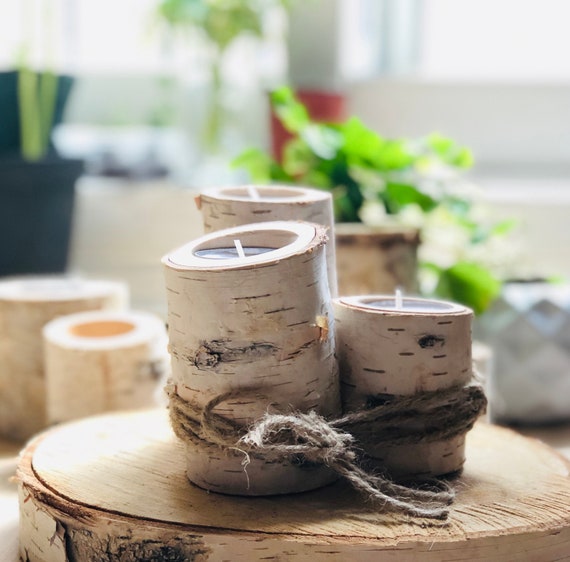 Set of 3 Canadian Birch Tree Candle Holders/ Gift Idea / Birch Etsy