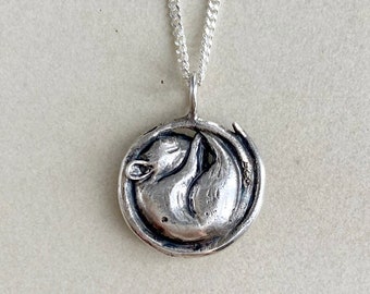 Folklorika Sleeping Mouse Pendant Sterling Silver or Bronze - Animal Necklace