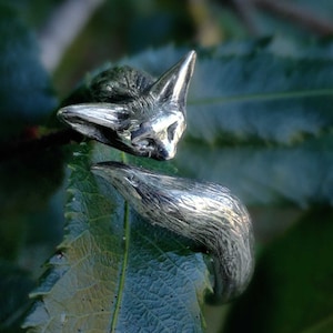 Folklorika Fennec Fox Ring - Sterling Silver or Bronze Adjustable Animal Wrap