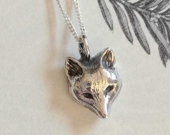 Dainty Fox Pendant - Sterling silver or Bronze - Handmade Animal Jewellery