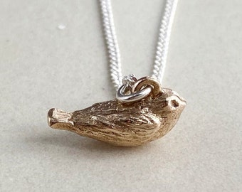 Charming Little Bird Pendant on Fine Chain - Handmade Necklace