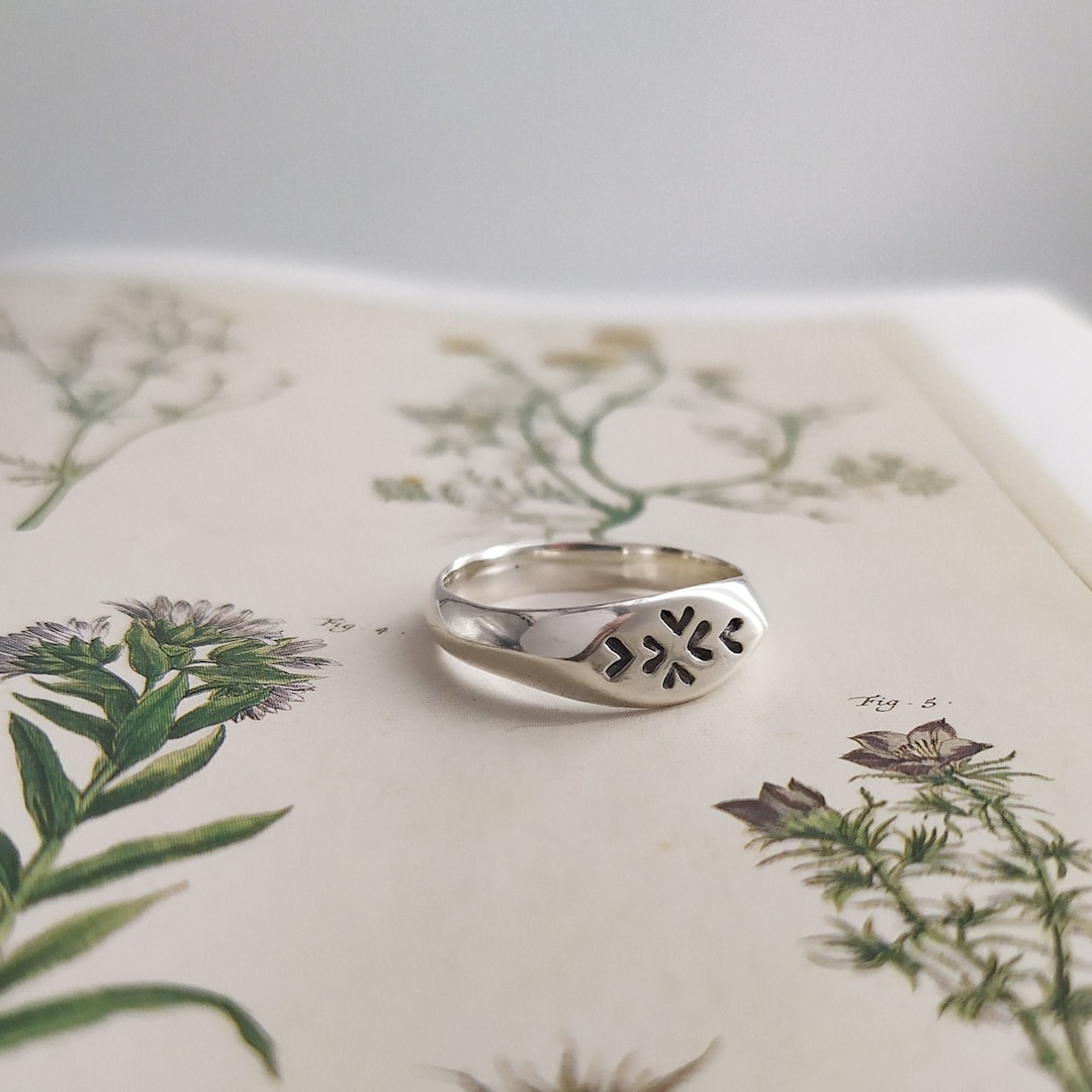 Folk Art Signet Ring - Handcrafted Traditional Design - Etsy