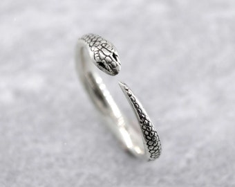 Silver Snake Ring - Minimalist Nature and Witchy Animal Statement Piece