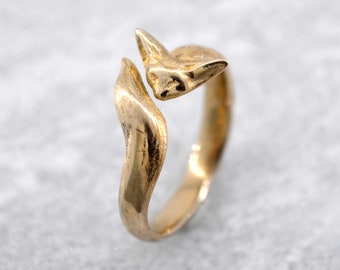 Folklorika Fennec Fox Ring - Sterling Silver or Bronze Adjustable Animal Wrap