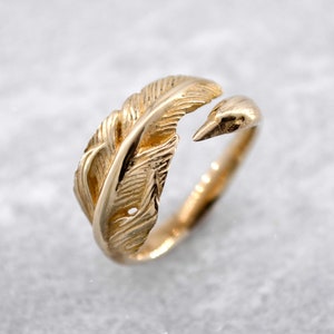 Swan Feather Ring - Handmade Sterling Silver Adjustable Fairy-Tale Band