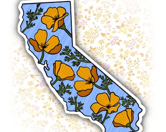 California Poppy Vinyl Sticker | Golden Poppies