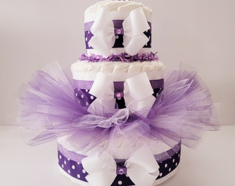 Elegant Tutu Diaper Cake, Purple, Lavender, Baby Girl, Newborn, Centerpierce, Gift, Babies, Baby Shower, Decoration, Mom-to-be,Wearable Tutu