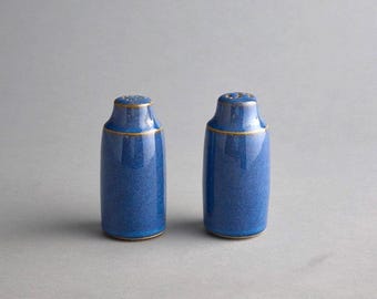 Denby Langley English Blue Salt and Pepper Shakers: Discontinued Stoneware