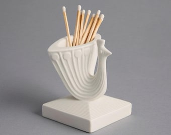Jonathan Adler White Porcelain Peacock Match Striker Figurine, Collectable