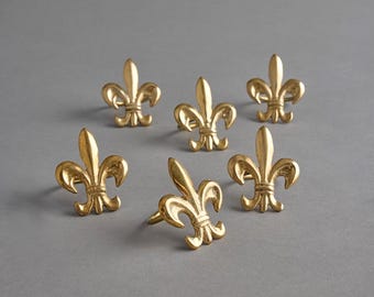 Solid Brass Fleur de Lis Napkin Rings: Set of 6
