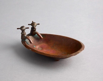 Miniature Copper Bathtub Shaped Soap Trinket Dish