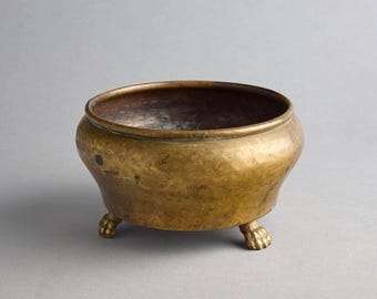 Antique Imperial Russian Brass Footed Bowl Pot: Stamped on Bottom