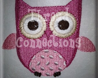 ピンクのフクロウの刺繍デザインをすぐにダウンロード