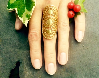 Bague aztèque réglable en laiton, bijoux tendance bohème