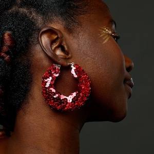 Big red earrings sales