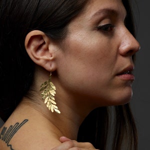 Gold Leaf Earrings, beaten earrings bridesmaids earrings big boho earrings gold nature earrings boho bridal earrings beaten gold earrings
