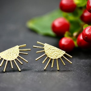 Sun Studs, celestial studs, sun earrings, celestial studs, gold studs, nature earrings, boho earrings, boho studs, minimalist earrings,
