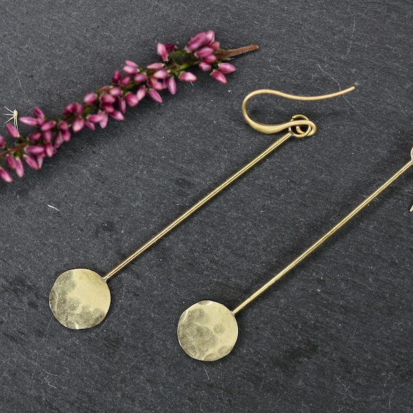 Gold Minimalist Earrings, geometric earrings gold pendulum earrings long thin earrings minimal earrings gold modern earrings geo earrings