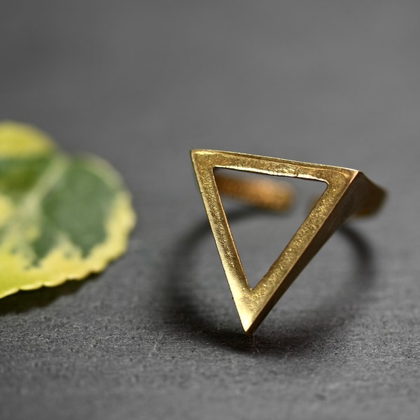 Triangle ring, geometric ring brass ring gold ring boho ring bohemian ring triangle gold ring gold triangle ring modern gold ring chunky