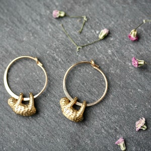Sloth Earrings With 18k Gold Filled Hoops, sloth hoops animal earrings dainty hoops gold sloth hoops cute animal earrings sloth jewellery