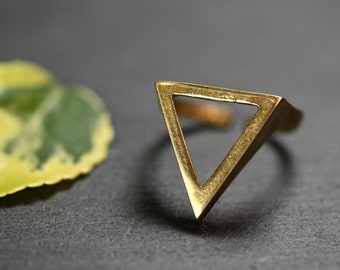 Triangle ring, geometric ring brass ring gold ring boho ring bohemian ring triangle gold ring gold triangle ring modern gold ring chunky