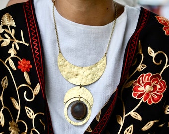 Statement necklace large gold necklace boho necklace regal necklace big necklace big gold necklace seed necklace large boho necklace