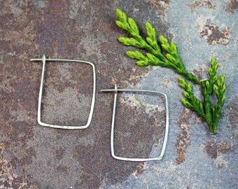 Small Square Hoops, silver hoops, sterling silver hoop earrings, minimal earrings, minimal hoops, thin hoops, minimal hoops, dainty hoops