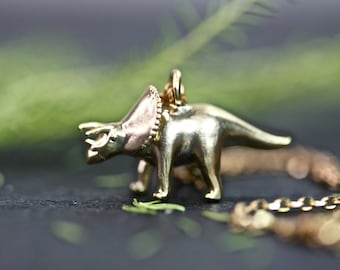 Dinosaur Necklace, TRICERATOPS, Jurassic, triceratops necklace, dinosaur jewellery, dinosaur jewelry, gold necklace small gold necklace