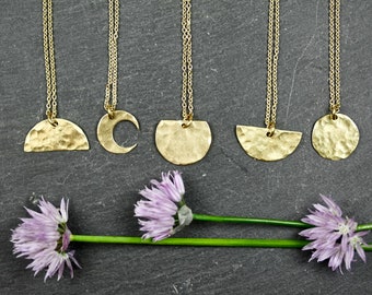 Geometric Necklace, minimalist necklace minimal necklace little gold necklace moon necklace celestial necklace little necklace gold necklace