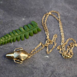 K&ouml;nnte beinhalten: Eine goldene Kettenkette mit einem kleinen, detaillierten, goldenen Tieranh&auml;nger. Der Anh&auml;nger ist in Form eines Hundekopfes gestaltet.