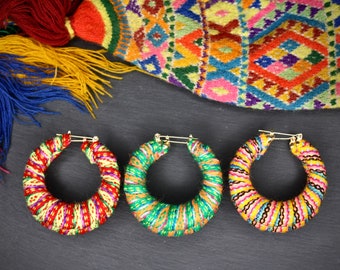 Hoop Earrings, Rainbow Earrings, colorful earrings, colourful earrings, colorful hoops, colourful hoops, textile earrings, fabric earrings