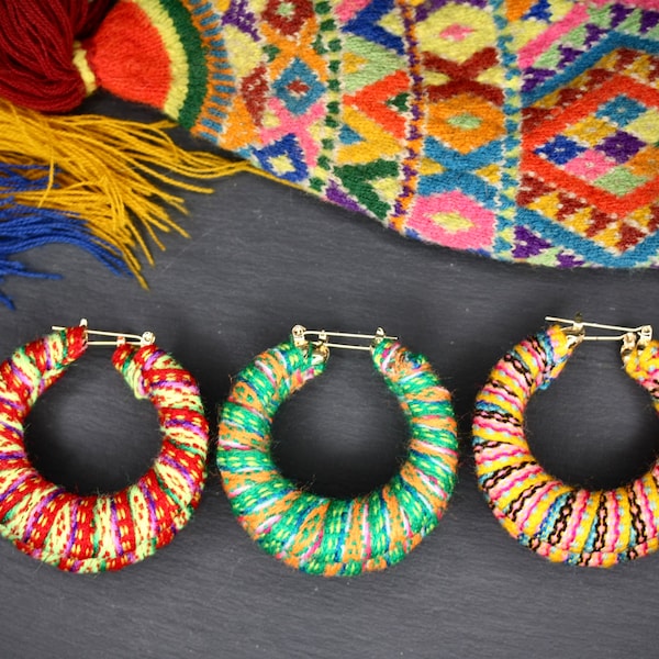 Hoop Earrings, Rainbow Earrings, colorful earrings, colourful earrings, colorful hoops, colourful hoops, textile earrings, fabric earrings